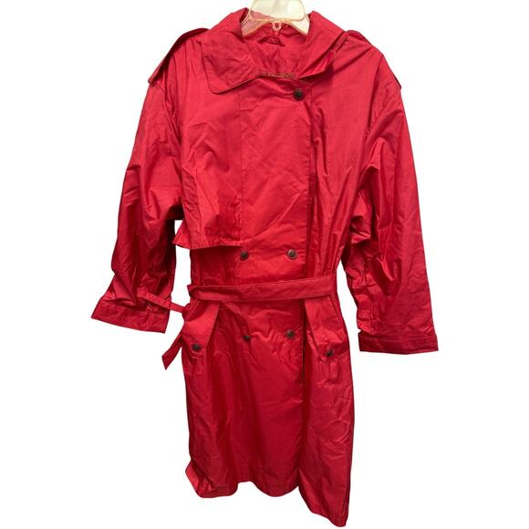 VTG 90s OTELLO PELLE Womens 13/14 Rainwear Parka Jacket Hot Pink Coat Button - Picture 1 of 5